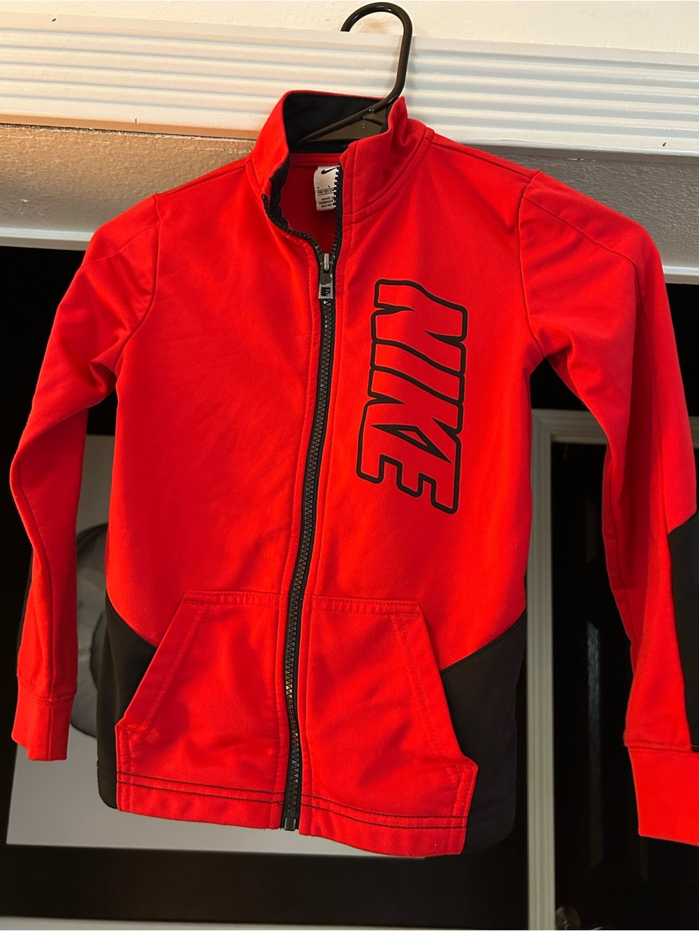 Nike Kids Red and Black Full-Zip Hoodie